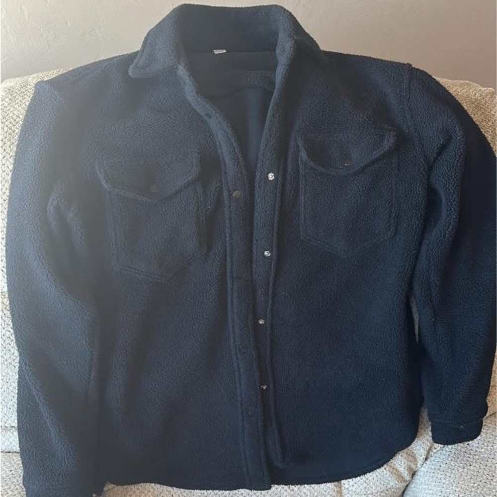 Women's Navy Fleece Shirt Jacket